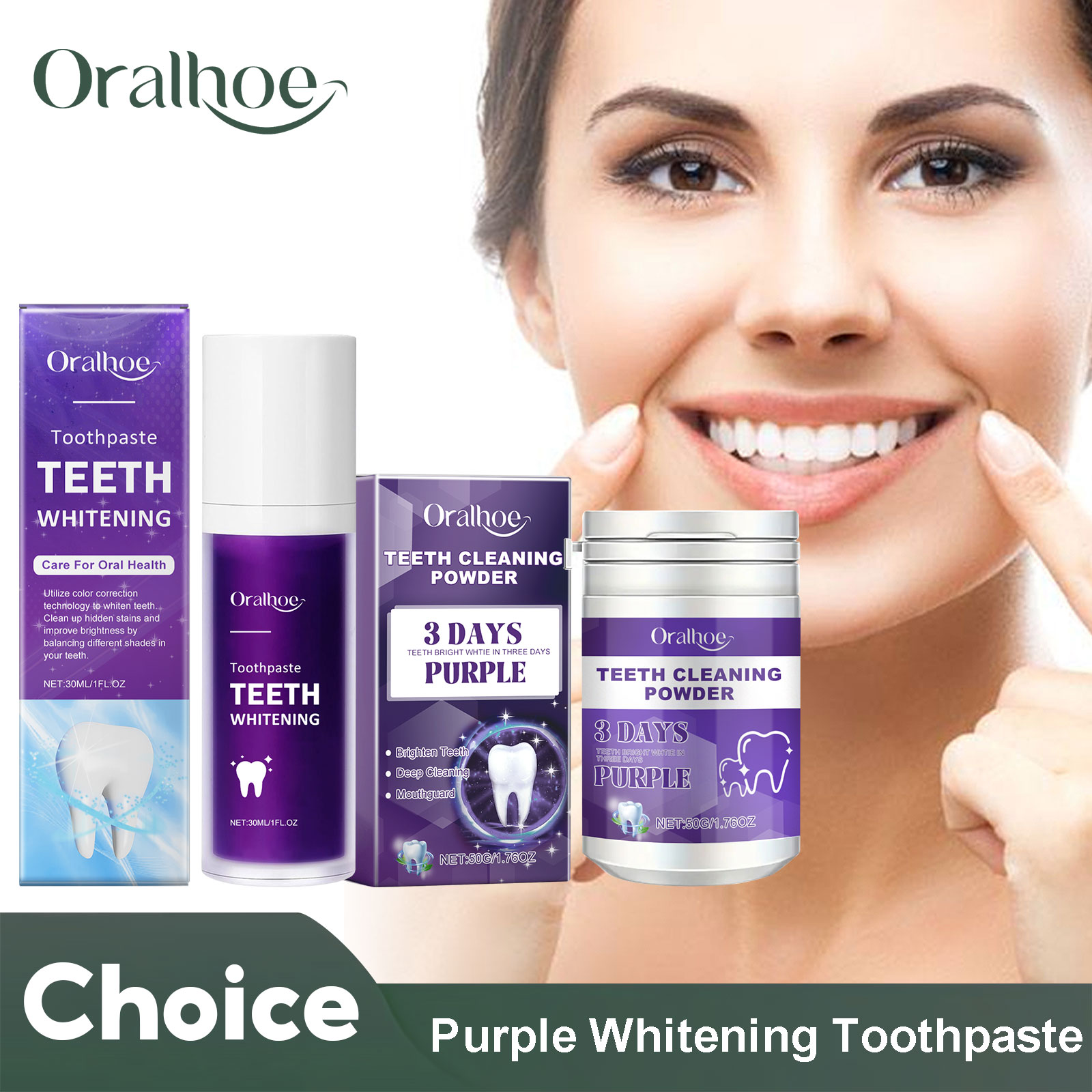 Purple Toning Shampoo - Purple Corrector Teeth Whitening Toothpaste Deep