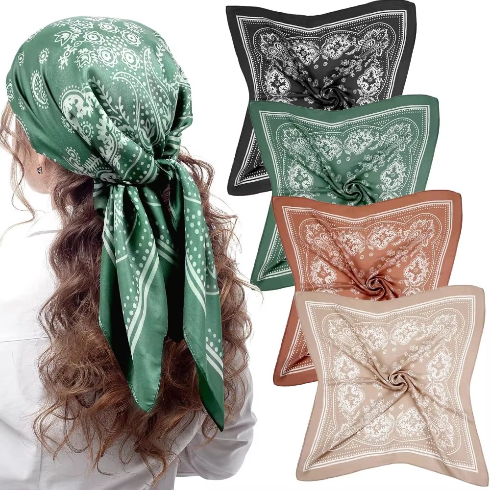 Hair Care Brand - Luxury Brand Silk Square Paisley Scarf