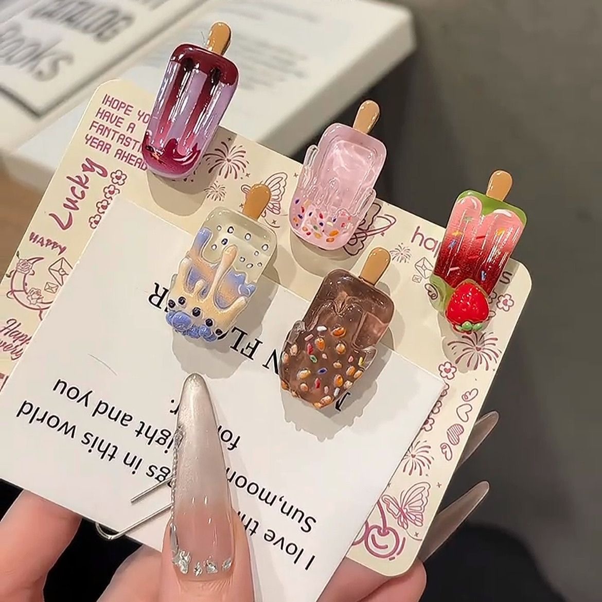 5PCS Mini Ice Cream Hair Clips - Hair Care Lotion 评论和价格