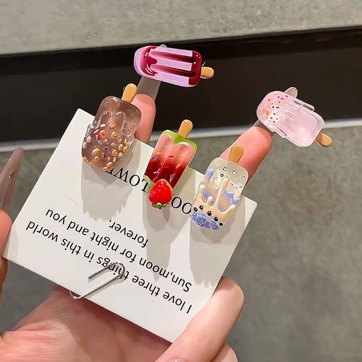 5PCS Mini Ice Cream Hair Clips - Hair Care Lotion 评论和价格
