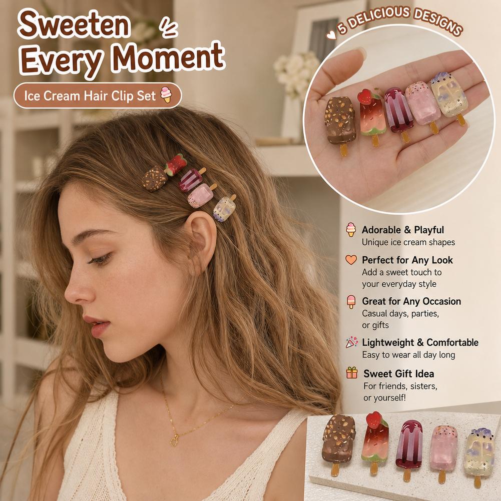 10Pcs Ice Cream Hair Clips Set - Hair Care Lotion 评论和价格